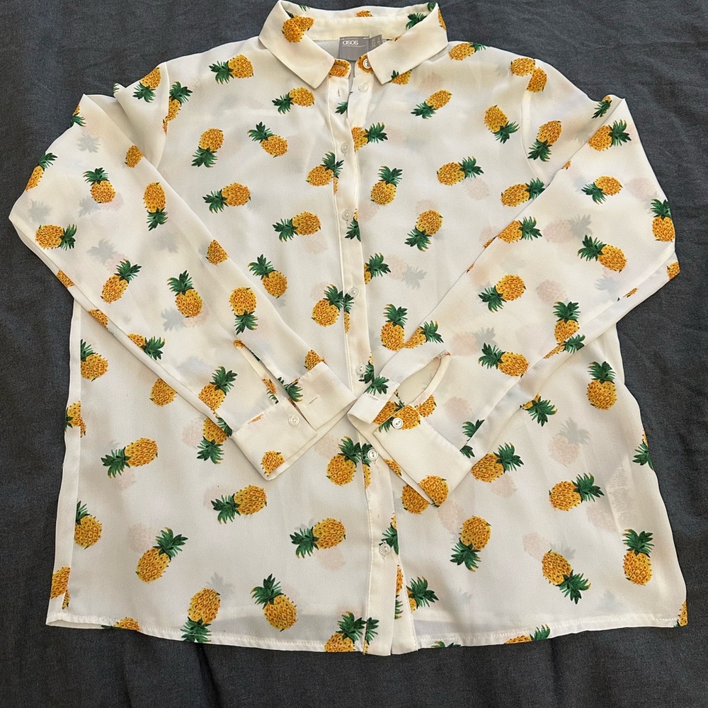 ASOS Pineapple print button down shirt, 8
